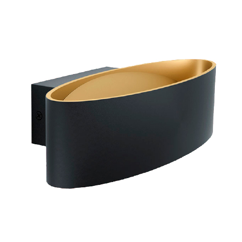 Aplique Maccacari de 1 luz led 10W 27x7,5cm negro con oro